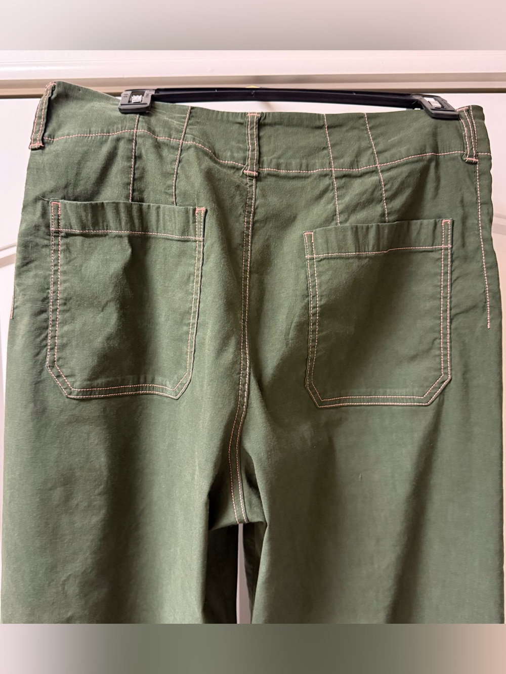 Anthropologie Maeve Green Colette Crop Wide Leg Pants Contrast Stitch Women 30 - Picture 8 of 12